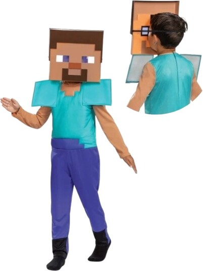 Minecraft Steve kostyme med maske størrelse 7-8 år