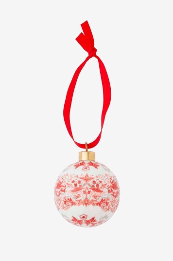 Spode   WM Bauble   Strawberry Thief Indian Red   Rød