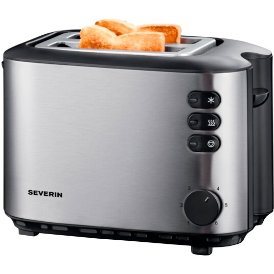 Severin AT 2514 Elektrisk Brødrister 850W med Tining og Oppvarming i Rustfritt Stål