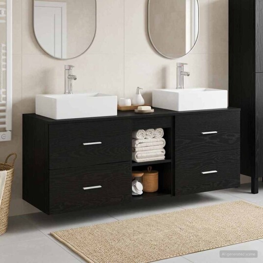 vidaXL Baderomsskapsett 3 stk. Svart 49,5 x 41 x 62,5 cm vidaXL Baderomsskapsett 3 stk. Svart 49,5 x 41 x 62,5 cm