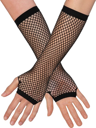 Boland Party Partners 80-talls Fingerløse nettinghansker lange svarte One size 02990