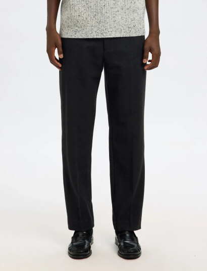 Selected Slh196-Straight Terry Wool Blnd Pnt Noos - Black - 33 x 32