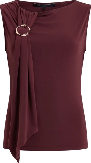French Connection Maxine Jersey Trim Top   CHERRY LIQUEUR   M