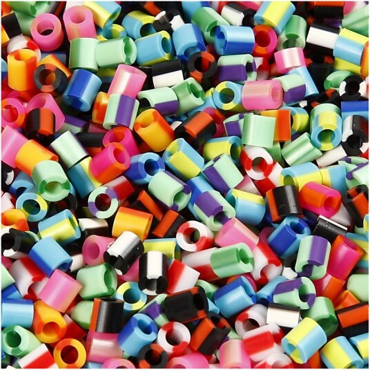 Nabbi Rørperler, Str. 5x5 Mm, Hulstr. 2,5 Mm, Medium, Stribet, 10000 Ass./ 1 Pk.