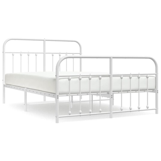 vidaXL Sengeramme i metall med hode- og fotgavl hvit 150x200 cm