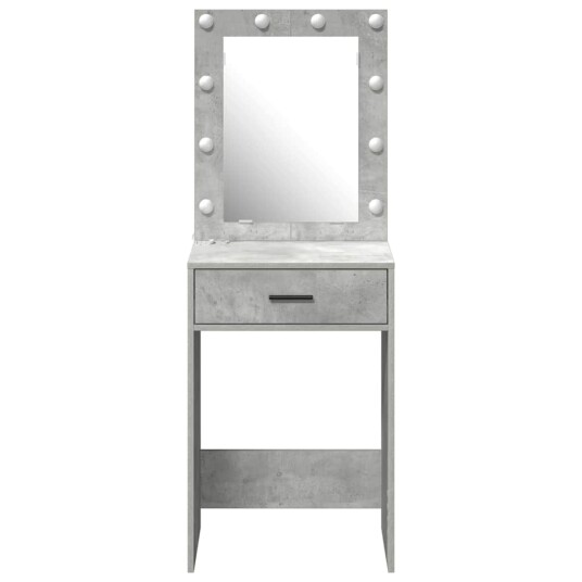 Sminkebord med LED lamper i betonggrå 50x41x135 cm