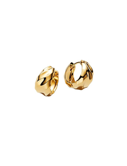 PANDORA Rippled 14K Gold Plated Hoop Earrings Guld One Size