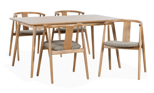 Soffadirekt BLANCA 150/LINA Spisegruppe 4 Stoler Natur