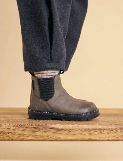 ANGULUS Booties Flat With Zipper Khaki green 31