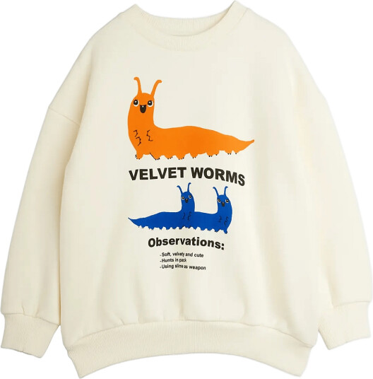 Mini Rodini Velvet Worms Observations Sp Sweatshirt Cream 128/134