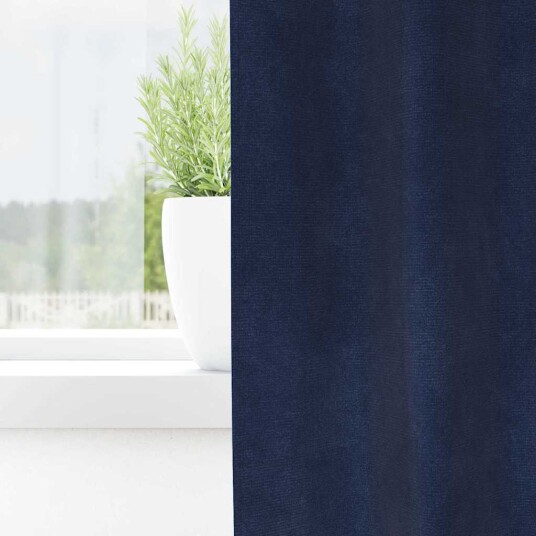  Gardiner med gardiner 2 pcs Mørkblå 140 x 175 cm Fløyel