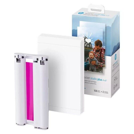 HP Sprocket Studio Plus Fotopapir og Blekkpatroner 10 x 15 cm - 108 stk. HP Sprocket Studio Plus Fotopapir og Blekkpatroner 10 x 15 cm - 108 stk.