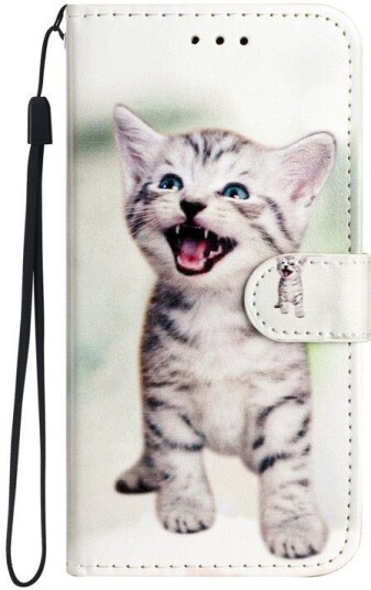 EIDERWOOD iPhone 17 Pro Kunstskinn Flip Deksel med Lommebok & Stropp – Kattunge