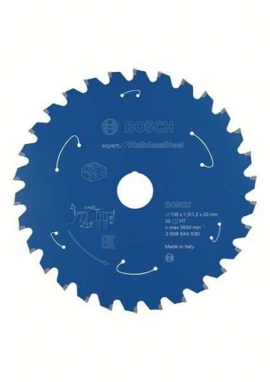 Bosch Expert 136 mm Sirkelsagblad for Batteridrevne Sager - For Rustfritt Stål, 30 Tenner