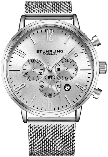 Stührling Original Herreklokke 3932.2 Monaco Sølvfarget/Stål Ø48 Stührling Original Herreklokke 3932.2 Monaco Sølvfarget/Stål Ø48