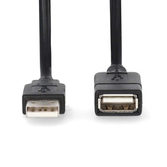 Nedis 2M USB 2.0 Forlengelseskabel USB-A Hann til USB-A Hun Sort Nedis 2M USB 2.0 Forlengelseskabel USB-A Hann til USB-A Hun Sort