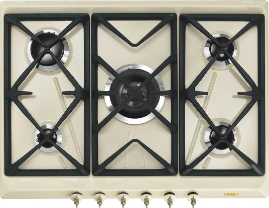 Smeg Colonial 70 cm Gasskokeplate med 5 Kokesoner i Krem Smeg Colonial 70 cm Gasskokeplate med 5 Kokesoner i Krem