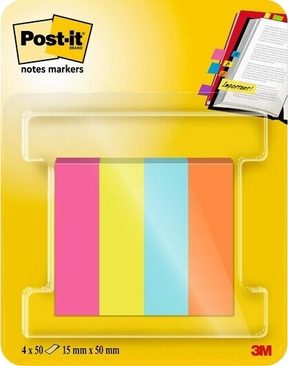 3M 7100259443 Rektangel Blå Grønn Oransje Rosa Papir 44,4 Mm 12,7 Mm 50 Ark