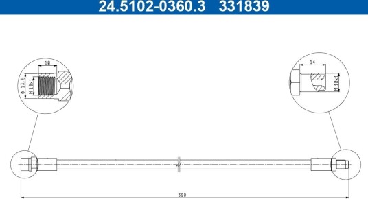 ATE 24.5102-0360.3 Bremseslange