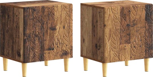  Nattbord 2 pcs Gammelt tre 43 x 34,5 x 50 cm Konstruert tre