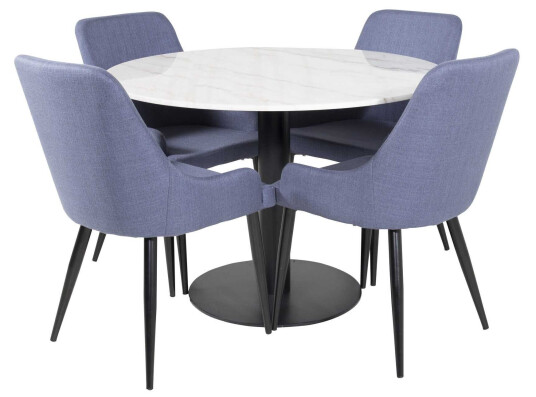 Venture Design Estelle & Plaza spisegruppe Hvit/blå 4 st stoler & bord 106 cm