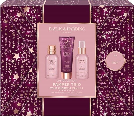 Baylis & Harding Wild Cherry & Vanilla Gift Wrapped Pamper Trio Gift S