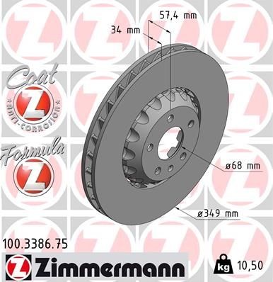Bremseskive ZIMMERMANN 100.3386.75