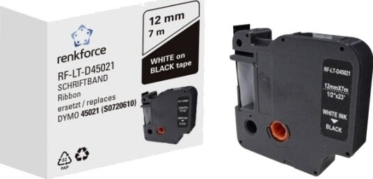 Renkforce Rf 6027830 Hvid På Sort Permanent Akryl Kontinuerlig Etiket D1 Sort Dymo