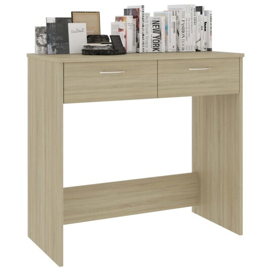 vidaXL Skrivebord sonoma eik 80x40x75 cm sponplate