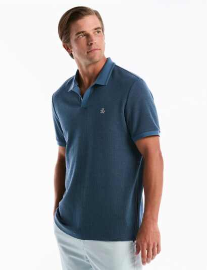 Original Penguin Cttn Jqrd Honeycomb Polo Top Blue XXL