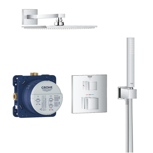 Grohe Grohtherm Cube dusjpakke Komplett med termostat, hode og hånddusj