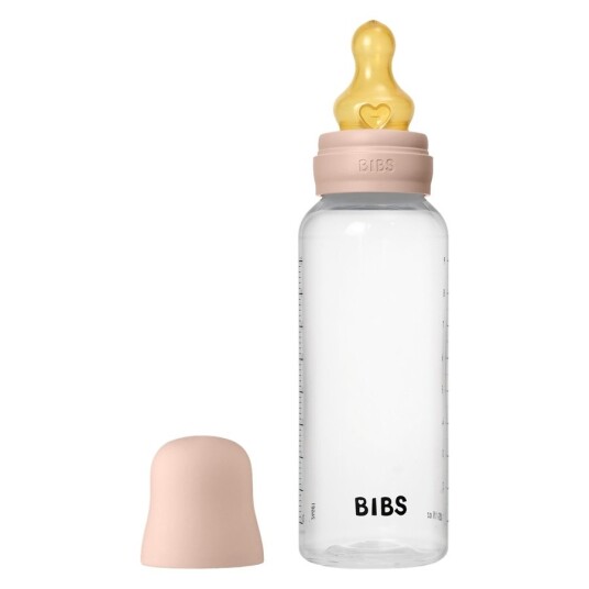 BIBS 270 ml Babyflaske Medium Flow i Blush - Slitesterk Tåteflaske med Naturgummilatex