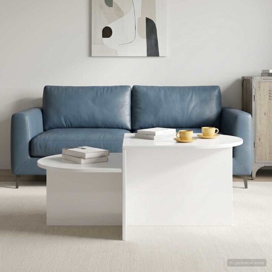 Kaffebord Høgglans hvit 100 x 50 x 40 cm Konstruert tre