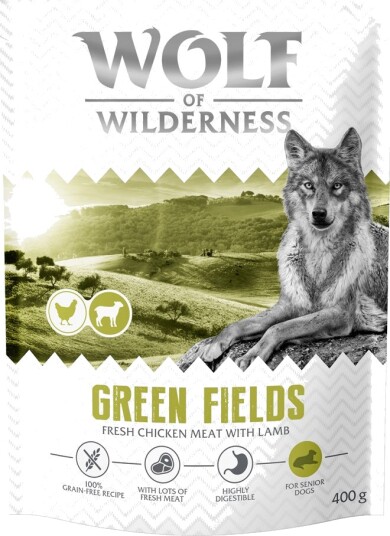 Wolf Of Wilderness Tørrfôr Senior Green Fields Kornfri Ny Oppskrift Lam 400 G