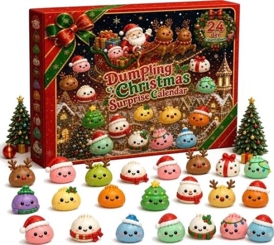 Julekalender Blindboks sett med 24 søte bolleformede sakte stigende squishy leker julegave for alle aldre og morsom festgave