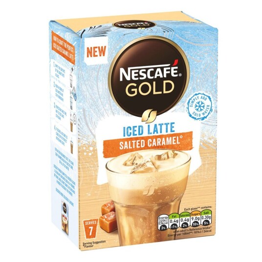 Nescafé Iced Latte Salted Caramel - 7 poser pulverkaffe Nescafé Iced Latte Salted Caramel - 7 poser pulverkaffe