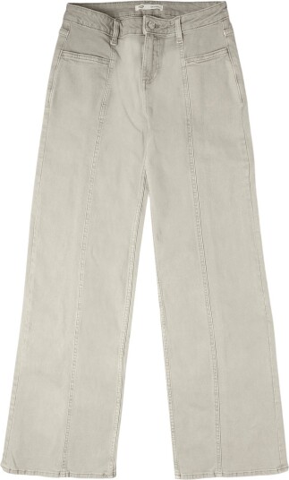 Mango Teen Wide Leg Jeans With Decorative Stitching   BEIGE   KHAKI   36