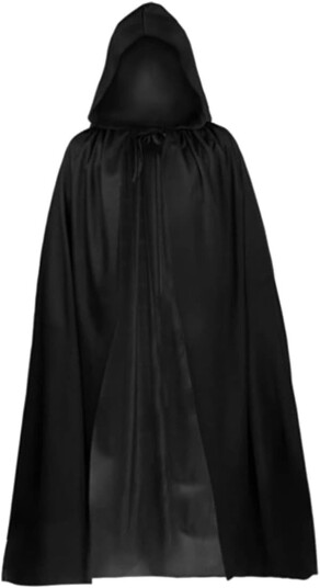 Halloween Svart Kappe med Hette 140 cm
