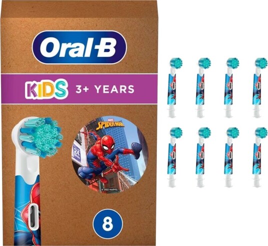 Braun Oral-B Kids Spiderman Tannbørstehoveder 8-pak Braun Oral-B Kids Spiderman Tannbørstehoveder 8-pak