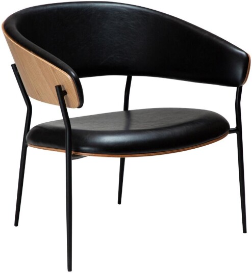 Crib Dan Form lenestol med armlene finér eik PU kunstlær svart.