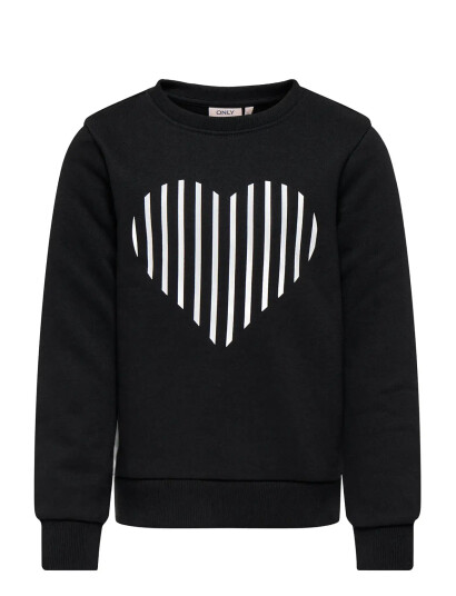Kids Only Koglinna Heart O-Neck Sweat Ot Swt Black 122-128