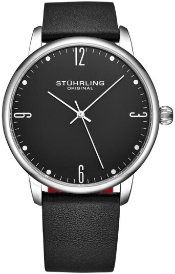 Stührling Original Herreklokke 3997B.2 Symphony Sort/Lær Ø40 mm