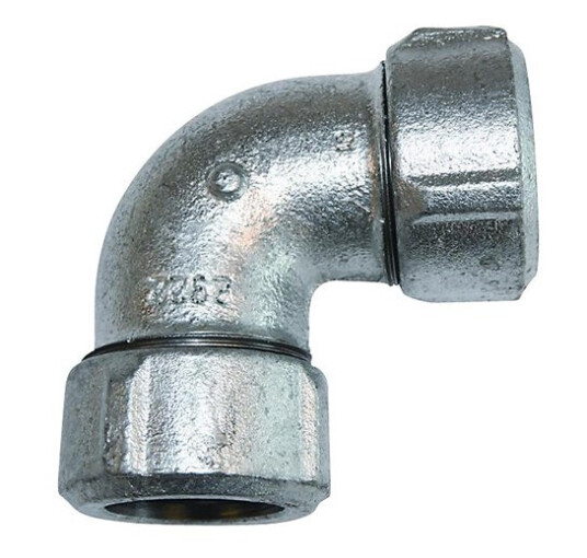 GF Primofit 1" Kompresjonsvinkel for Stålrør - Galvanisert Fittings