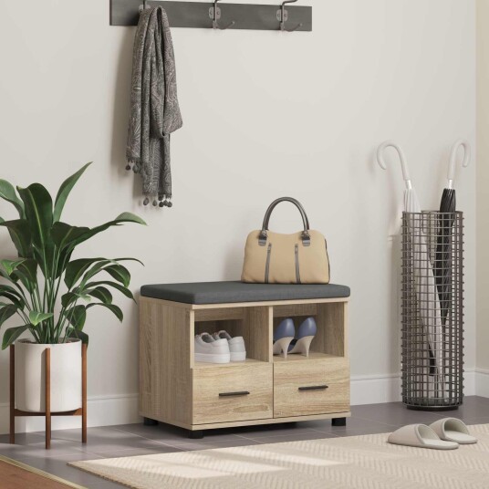 vidaXL Gangbenk Sonoma eik 60 x 38 x 46 cm Konstruert treverk og stoff