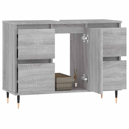 vidaXL Baderomsskap grå eik 80x33x60 cm konstruert tre vidaXL Baderomsskap grå eik 80x33x60 cm konstruert tre