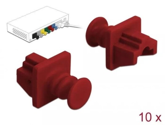 Delock RJ45 Støvdeksel 10 Stk Rød - Kabelkomponenter
