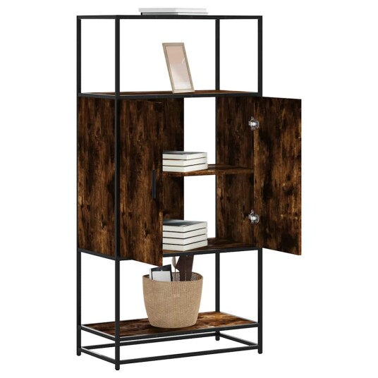  Highboard røkt eik 68x35x139 cm konstruert tre og metall 8721102841002