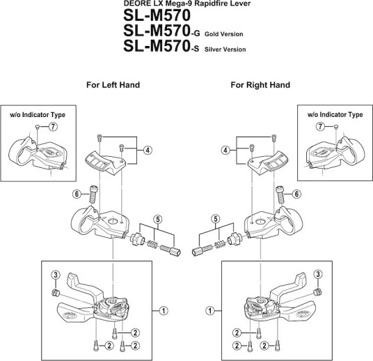 Shimano indikator unit høyre 9 gir til SL-M570