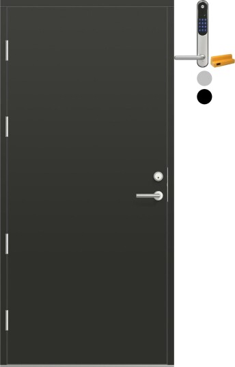 Ytterdør Bygg1 Fjell 09 med Yale Entrus BxH: 80x210 cm, Høyre, RAL 7016, Antrasitt, Yale Sølv