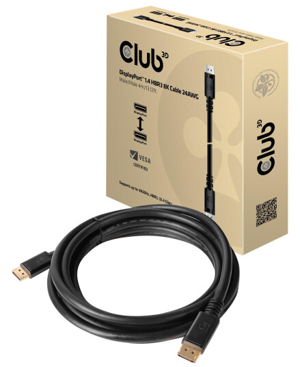 Club 3D DisplayPort 1.4 Kabel 4 m Svart - Høyoppløselig 7680x4320 piksler
